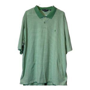 Vintage POLO GOLF Ralph Lauren Stripe Green White Logo Iconic Shirt Size XXL GUC